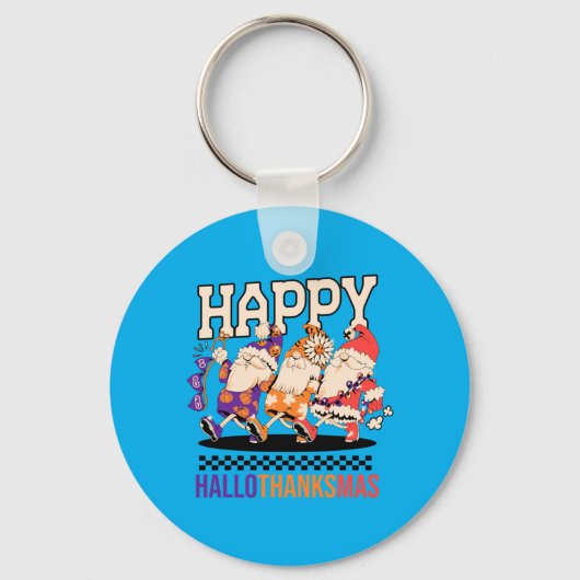 Porte-clés Happy Hallothanksmas Holiday Gnomes Design (Recto)