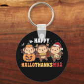 Porte-clés Happy Hallothanksmas Singe Noël Singes Keyc (Recto)