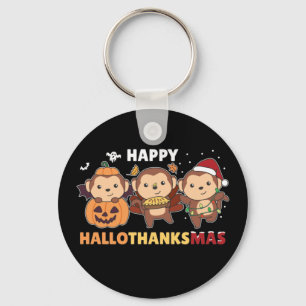 Porte-clés Happy Hallothanksmas Singe Noël Singes Keyc