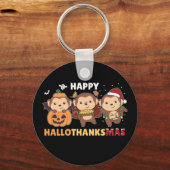 Porte-clés Happy Hallothanksmas Singe Noël Singes Keyc (Recto)