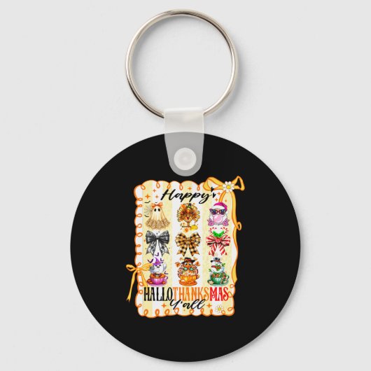 Porte-clés Happy Hallothanksmas Y’all Coquette Bow Halloween (Recto)