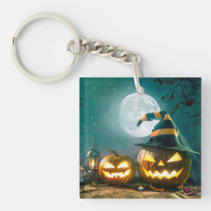 Porte-clés Happy Halloween Art drôle Jack-o'-lantern Hallowee