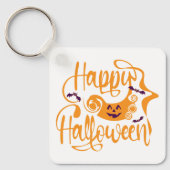 Porte-clés Happy Halloween chauves-souris Jack-o'-lantern (Recto)