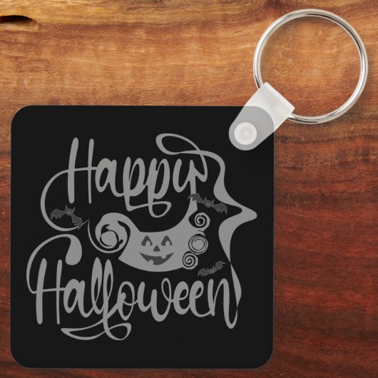 Porte-clés Happy Halloween chauves-souris Jack-o'-lantern (Verso)