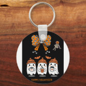 Porte-clés Happy Halloween – fantômes café mignons (Recto)