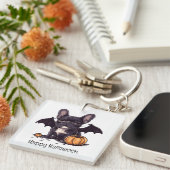 Porte-clés Happy Halloween Français Bulldog Bat Wings Citroui (Devant Droit)