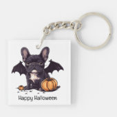 Porte-clés Happy Halloween Français Bulldog Bat Wings Citroui (Dos)