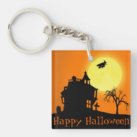 Porte-clés Happy Halloween Silhouette paysage (Devant)