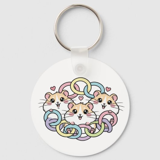 Porte-clés Happy Hamsters in Pastel Rings (Recto)