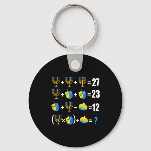 Porte-clés Happy Hanukkah Menorah Dreidel Doughnut Math Teach (Recto)