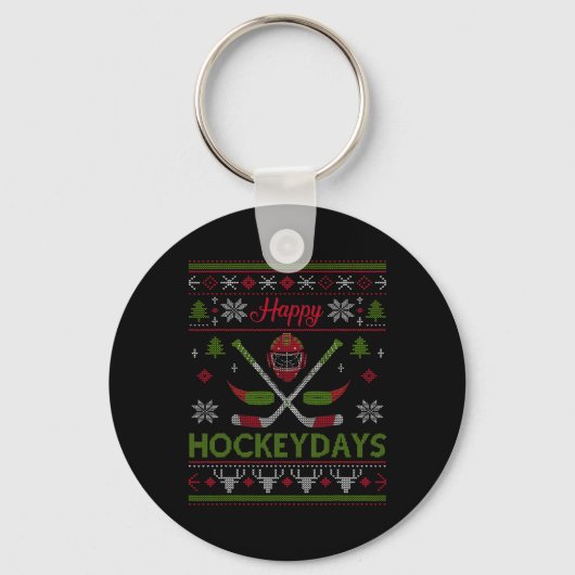 Porte-clés Happy Hockeydays Cool Hockey Christmas Wearing Out (Recto)