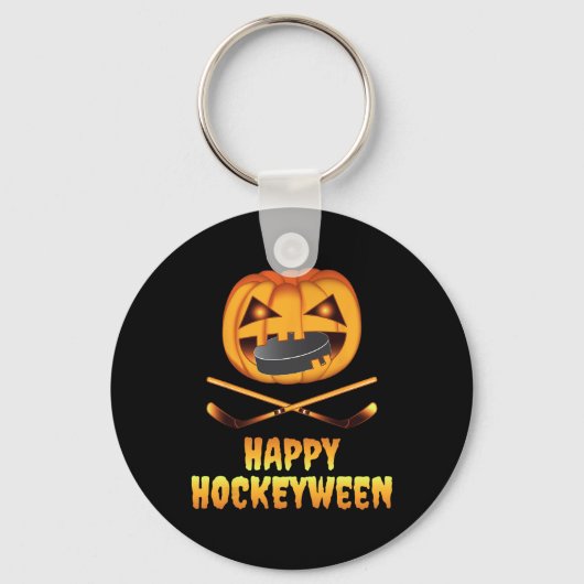 Porte-clés Happy Hockeyween Citrouille de hockey manger Puck (Recto)