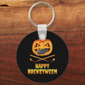 Porte-clés Happy Hockeyween Citrouille de hockey manger Puck (Recto)