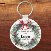 Porte-clés Happy Holidays Business Logo Gift for Clients (Verso)