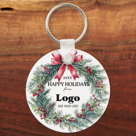 Porte-clés Happy Holidays Business Logo Gift for Clients (Recto)
