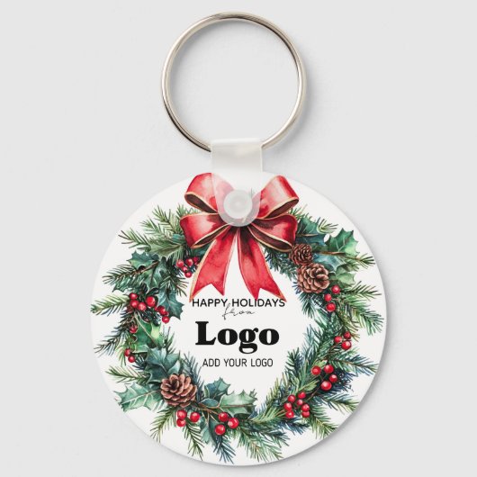 Porte-clés Happy Holidays Custom Logo Bulk Keychains Clients (Recto)