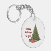 Porte-clés Happy Holidays Tree Porte - clé acrylique (Devant gauche)