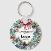 Porte-clés Happy Holidays Wreath Bow Logo Gift For Custumers (Recto)