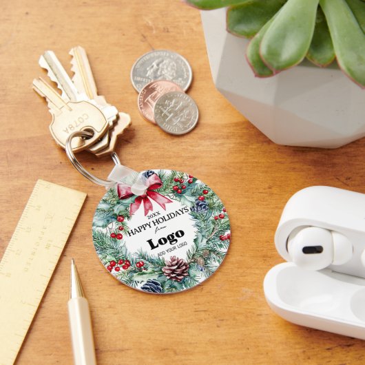 Porte-clés Happy Holidays Wreath Bow Logo Gift For Custumers (Bureau)