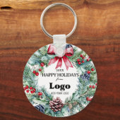 Porte-clés Happy Holidays Wreath Bow Logo Gift For Custumers (Recto)