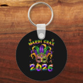 Porte-clés Happy Mardi Gras 2026 Jester Hat New Orleans Men W (Recto)