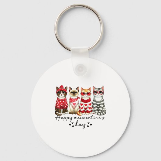 Porte-clés Happy Meowentine's Day Cute Valentines Funny Cat S (Recto)