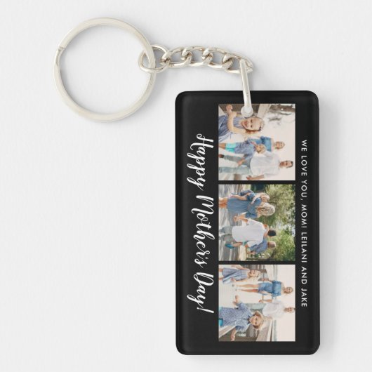 Porte-clés Happy Mother's Day Photo Collage Custom Black (Devant)