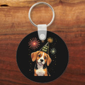 Porte-clés Happy New Year 2025 Eve Firework Dog Funny Beagle (Recto)