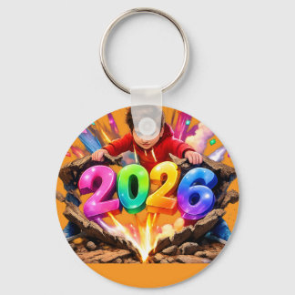 Porte-clés Happy New Year 2026 Colorful 3D Keychain
