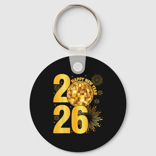 Porte-clés Happy New Year 2026 Coquette Bow Disco Ball New Ye (Recto)