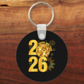 Porte-clés Happy New Year 2026 Coquette Bow Disco Ball New Ye (Recto)