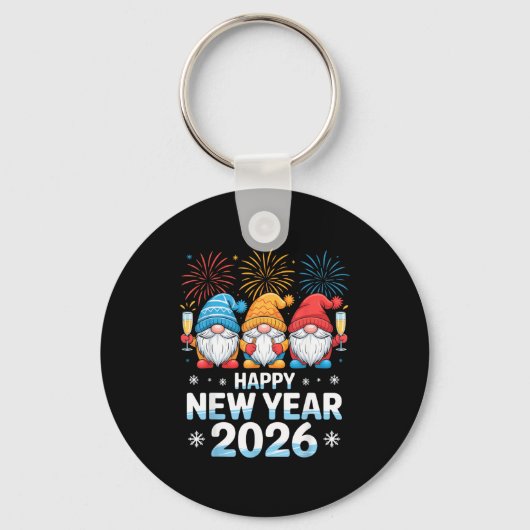 Porte-clés Happy New Year 2026 Gnome Cute Holiday Celebration (Recto)