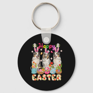 Porte-clés Happy Pâques Trois mignons Bounny Bergers Australi
