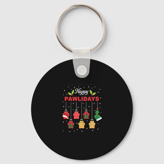 Porte-clés Happy Pawlidays Funny Christmas Dog Paw Xmas Dogs (Recto)