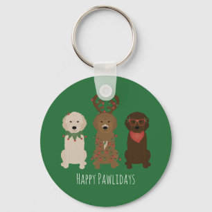Porte-clés Happy Pawlidays Goldendoodle Christmas Lights