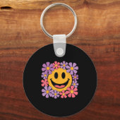 Porte-clés Happy Retro Daisy Smile Face Preppy Hommes esthéti (Recto)