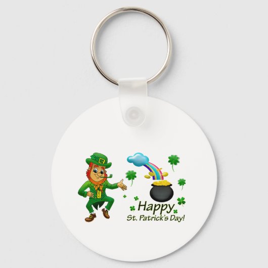 Porte-clés Happy Saint Patrick's Day Leprechaun Rainbow  (Recto)