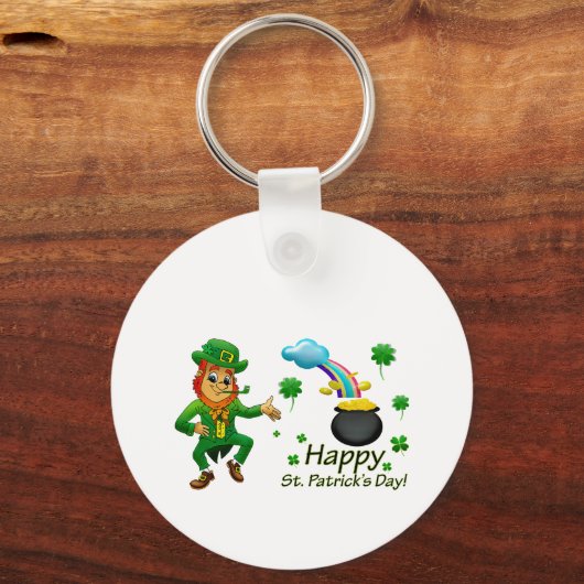 Porte-clés Happy Saint Patrick's Day Leprechaun Rainbow (Verso)