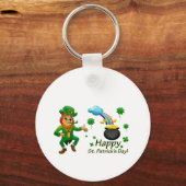 Porte-clés Happy Saint Patrick's Day Leprechaun Rainbow  (Recto)