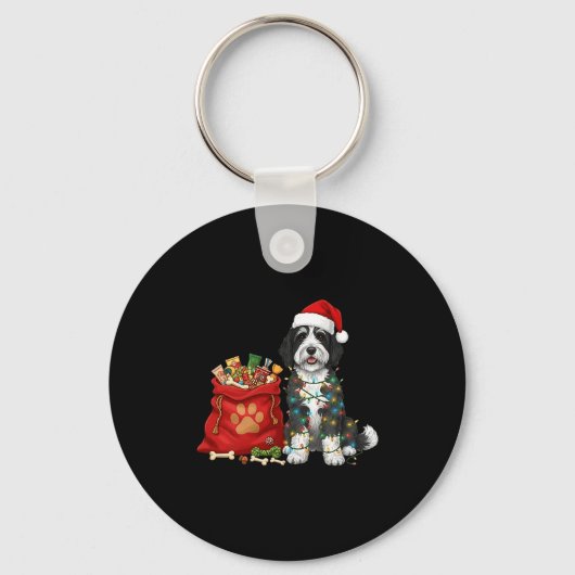 Porte-clés Happy Sheepadoodle Christmas Lights Dog Mom Sheepa (Recto)