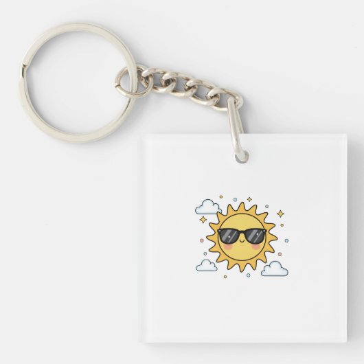 Porte-clés Happy Smiling Sun Cartoon - Minimalist Kawaii Suns (Devant)
