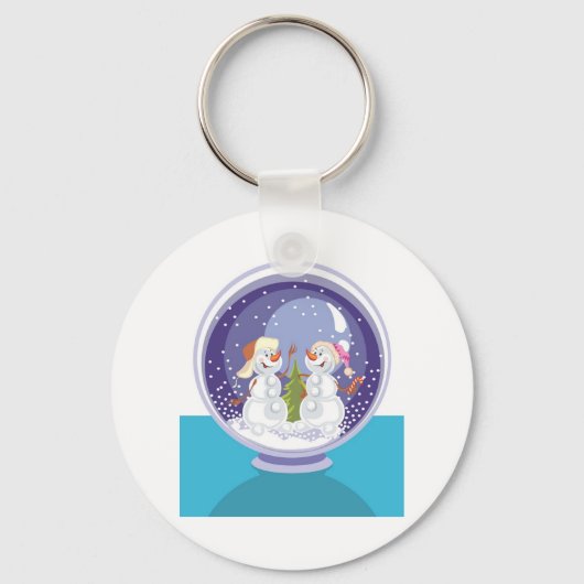 Porte-clés Happy Snowman Snow Globe (Recto)