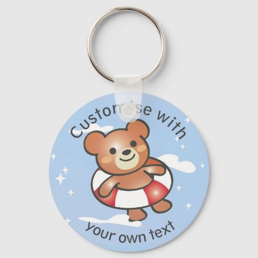 Porte-clés Happy Teddy Summer Holiday Pool Float Custom (Recto)