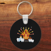 Porte-clés Happy Thanksgiving Cute Turkey (Recto)