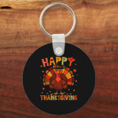 Porte-clés Happy Thanksgiving Funny Turkey Day Family Dinner  (Recto)