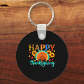Porte-clés Happy Thanksgiving Turkey &amp; Sunflower, Thanksg (Recto)