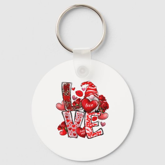 Porte-clés Happy Valentine Gnome Heart Valentine's Day Couple (Recto)
