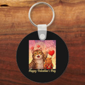 Porte-clés Happy Valentines 2026 Cute Cat Capybara Party Art  (Recto)