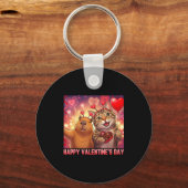 Porte-clés Happy Valentines 2026 Cute Cat Capybara Party Art  (Recto)