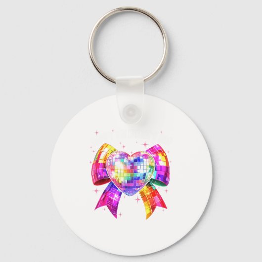 Porte-clés Happy Valentine's Day Coquette Disco Ball Heart Gi (Recto)